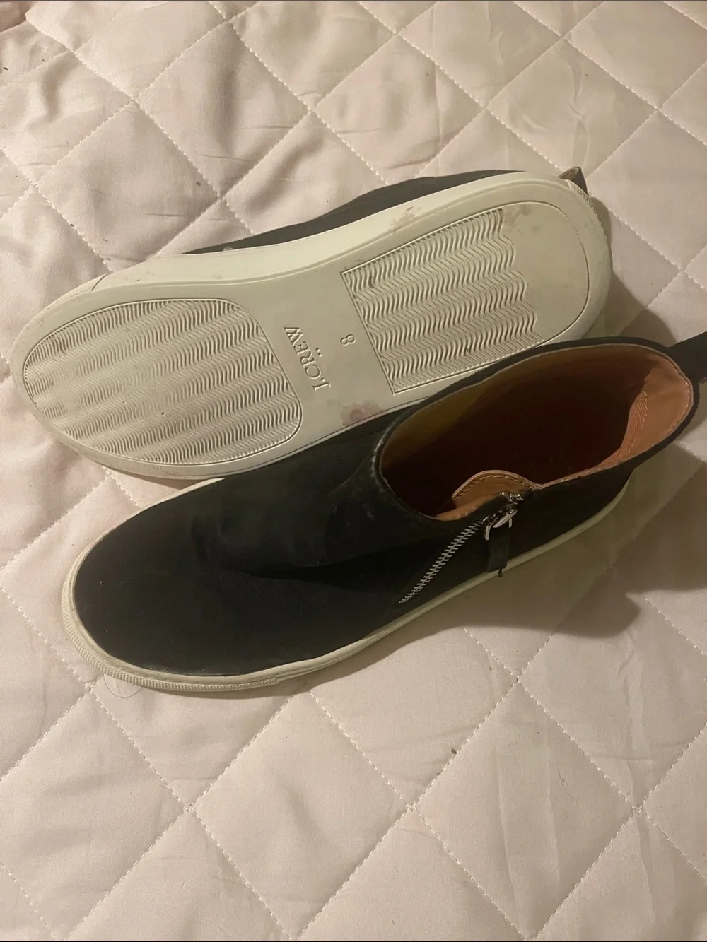 J Crew Women’s Black Suede Slip-On Sneakers - Size 8.